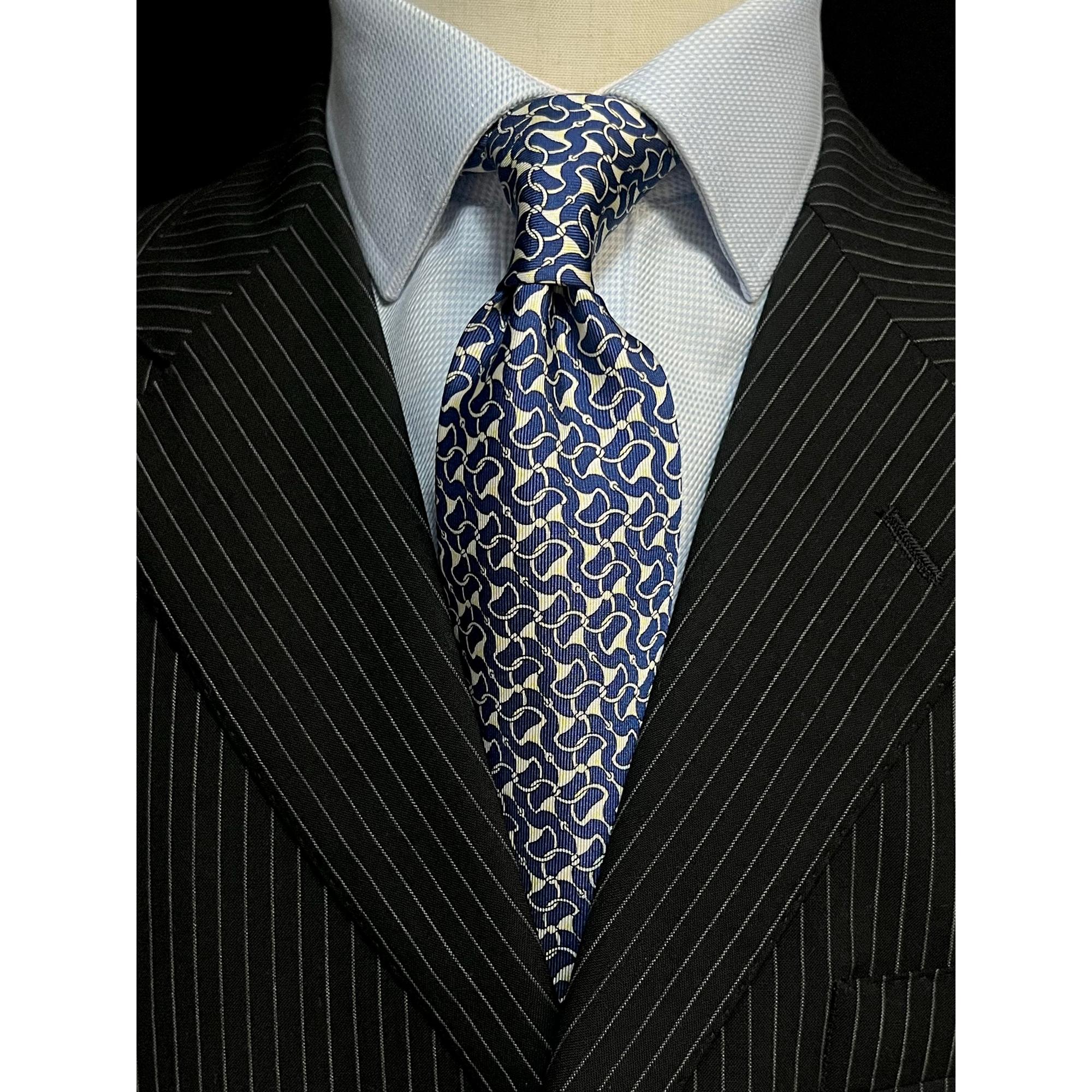 MonsterTie Printed D-Ring Snaffle Navy Necktie
