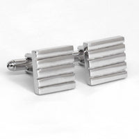 Silver Ribbed Rectangle Cufflinks - Orobianco L'unique