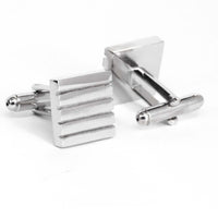 Silver Ribbed Rectangle Cufflinks - Orobianco L'unique