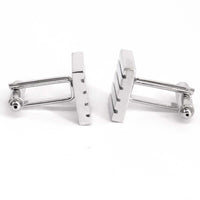 Silver Ribbed Rectangle Cufflinks - Orobianco L'unique