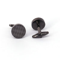 check Flag laser Round Cufflinks in Gunmetal   (Online Exclusive)