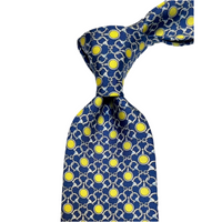 MonsterTie Printed D-Ring Snaffle Bits Navy Yellow Necktie