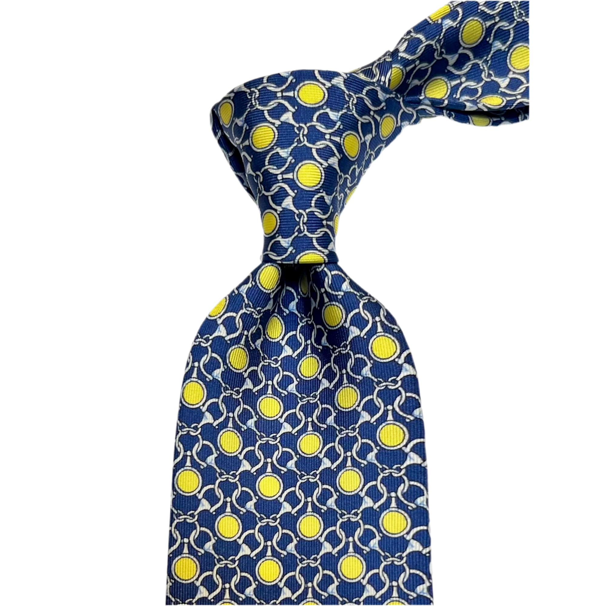 MonsterTie Printed D-Ring Snaffle Bits Navy Yellow Necktie