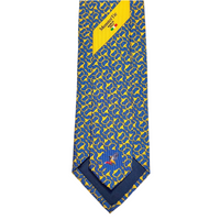 MonsterTie Printed D-Ring Snaffle Navy Gold Necktie
