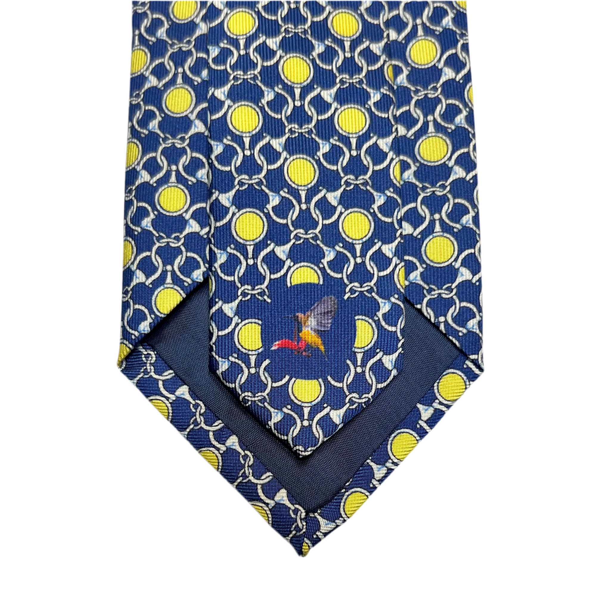 MonsterTie Printed D-Ring Snaffle Bits Navy Yellow Necktie