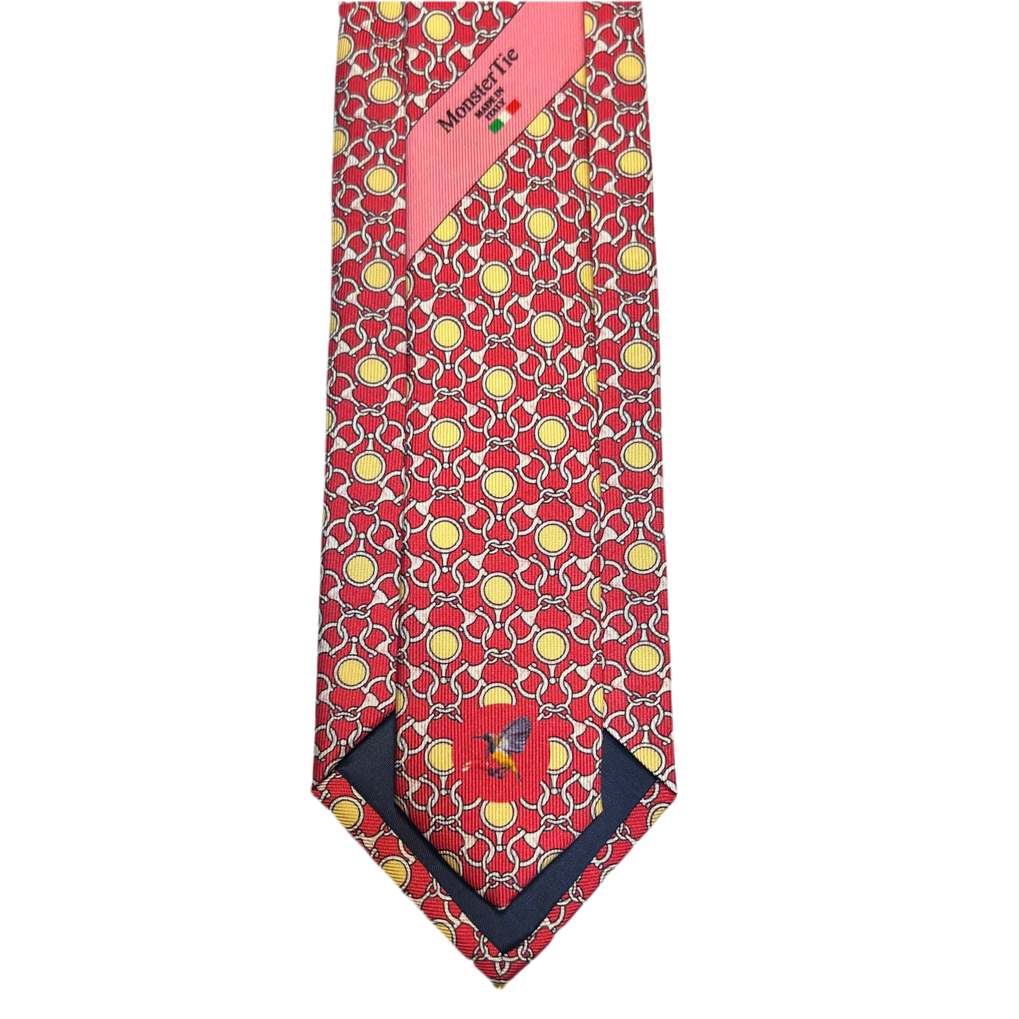 MonsterTie Printed D-Ring Snaffle Bits Red Yellow Necktie