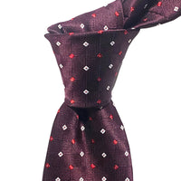 Burgundy small square tie White and Red by Orotie featuring a jacquard pattern and small square accents.