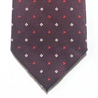 Burgundy small square tie White and Red featuring small white and red squares in a jacquard pattern by Orotie.