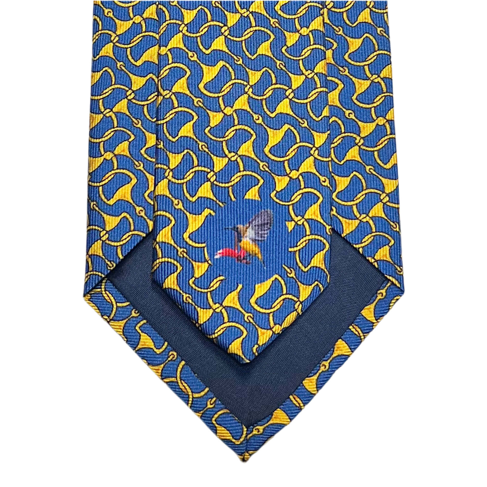 MonsterTie Printed D-Ring Snaffle Navy Gold Necktie