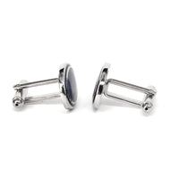 Classic Oval Enamel Blue Cufflinks with Blue circle