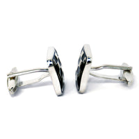 MarZthomson Black and Silver Checkered Cufflinks (Online Exclusive)