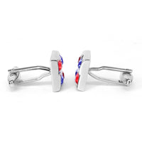 Square Window Blue and Red Crystals Cufflinks