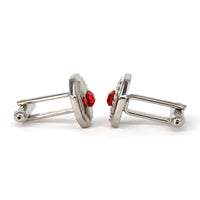 Red Crystal dot Octagon Cufflink (Online Exclusive)