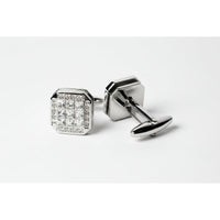 Crystal square silver cufflinks featuring a sparkling crystal design and sleek silver finish.