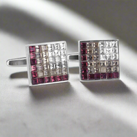 Gradient purple crystal cufflinks showcasing unique gradient light purple crystals for stylish formal wear.
