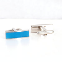 Marzthomson Fiber Optic Blue Rectangle Cufflinks (Online Exclusive)