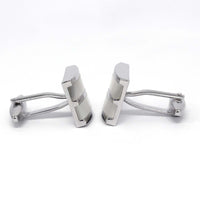 Mother Of Pearl  Stripe Silver horizontal  Rectangle Cufflinks