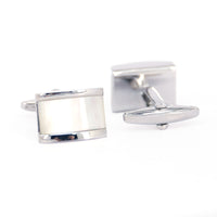 Rectangle MOP Cufflinks in  White