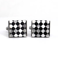 Orobianco MOP  square cufflink with Check