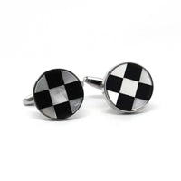 Small White MOP with Black and White Chess Design