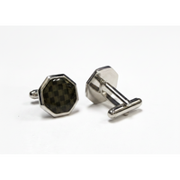 Octagonal Carbon Fibre Gold & Black  Cufflinks Marzthomson
