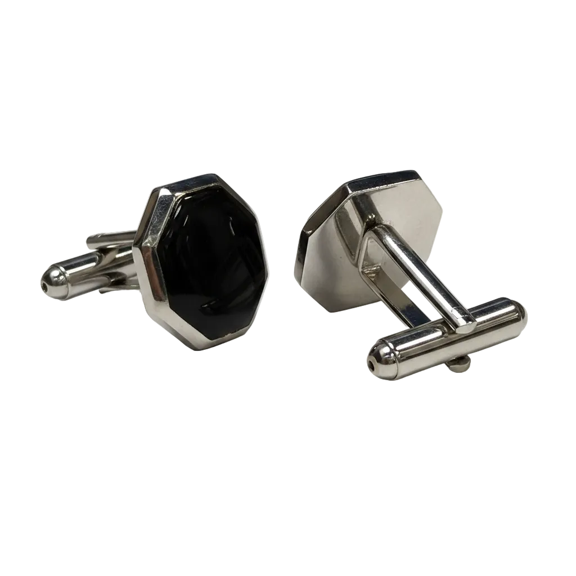 Octagonal Carbon Fibre Gold & Black  Cufflinks Marzthomson