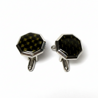 Octagonal Carbon Fibre Gold & Black  Cufflinks Marzthomson