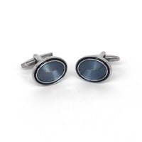 Classic Oval Enamel Blue Cufflinks with black circle