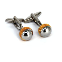 Silver and Gold diamond cut round Dome Cufflinks  (Online Exclusive)