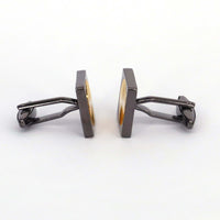 Gold Circle with Gunmetal Rectangle Cufflinks