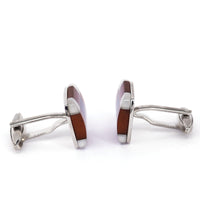 Fiber Glass Rectangle cufflinks in Brown and Dark Blue (Online Exclusive)