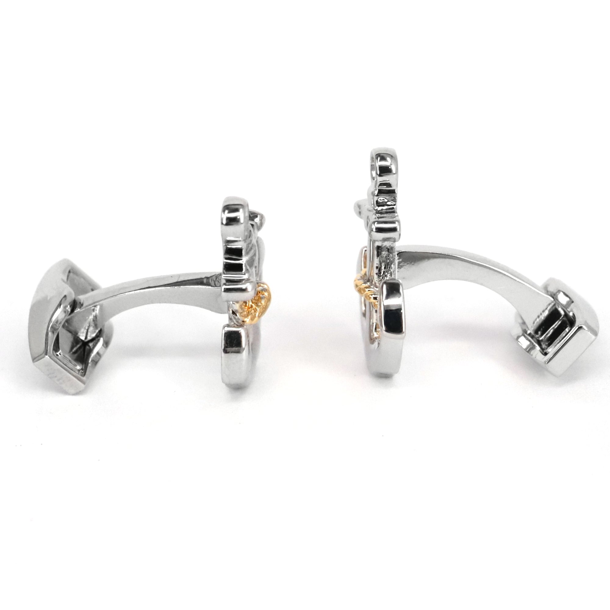 Nautical Anchor with Gold Rope Cufflinks