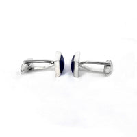 Rectangular Blue Fiber Glass Small Size Cufflinks (Online Exclusive)