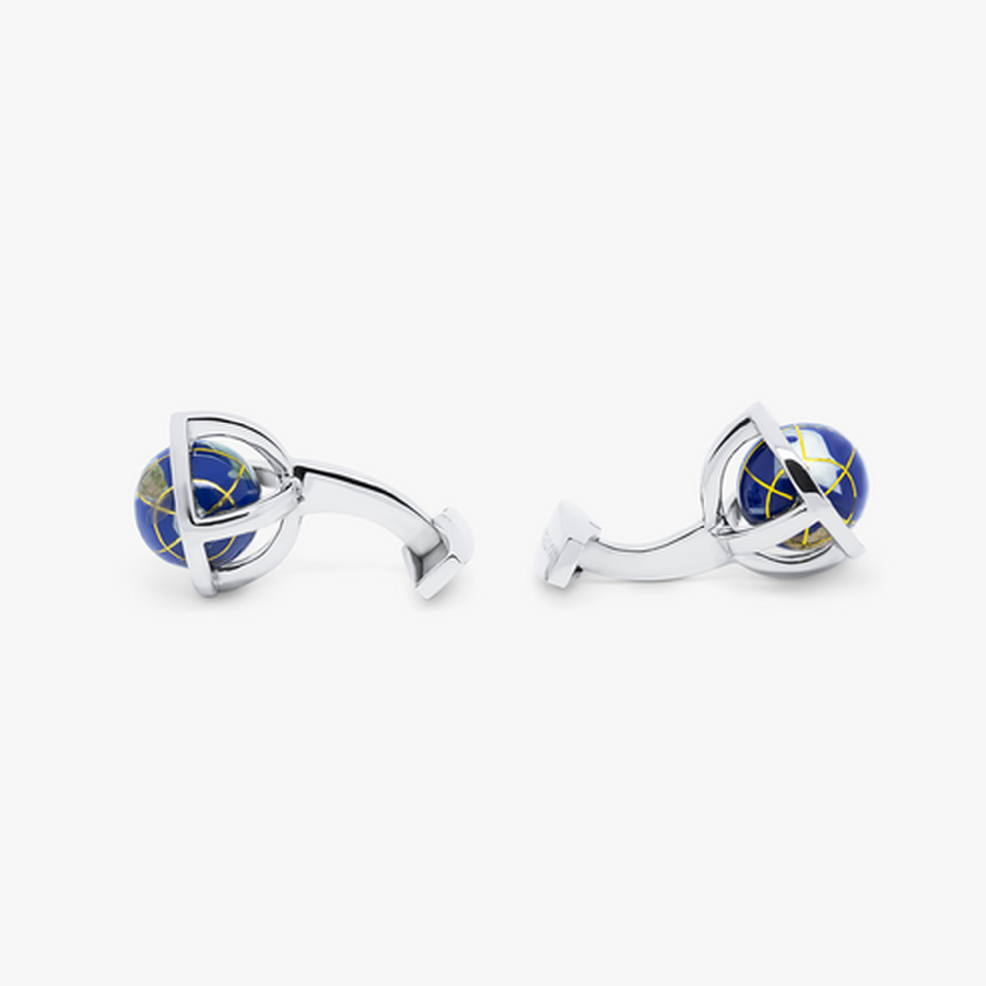 Globe Cufflinks in Silver with Semi Precious Stone
