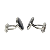 Premium black enamel cufflinks from The Noir Series, perfect accessory for modern formal attire.