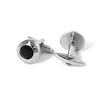 Round Bejeweled Crystal Cufflinks in Jet Black (Online Exclusive)