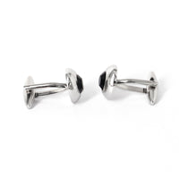 Round Bejeweled Crystal Cufflinks in Jet Black (Online Exclusive)