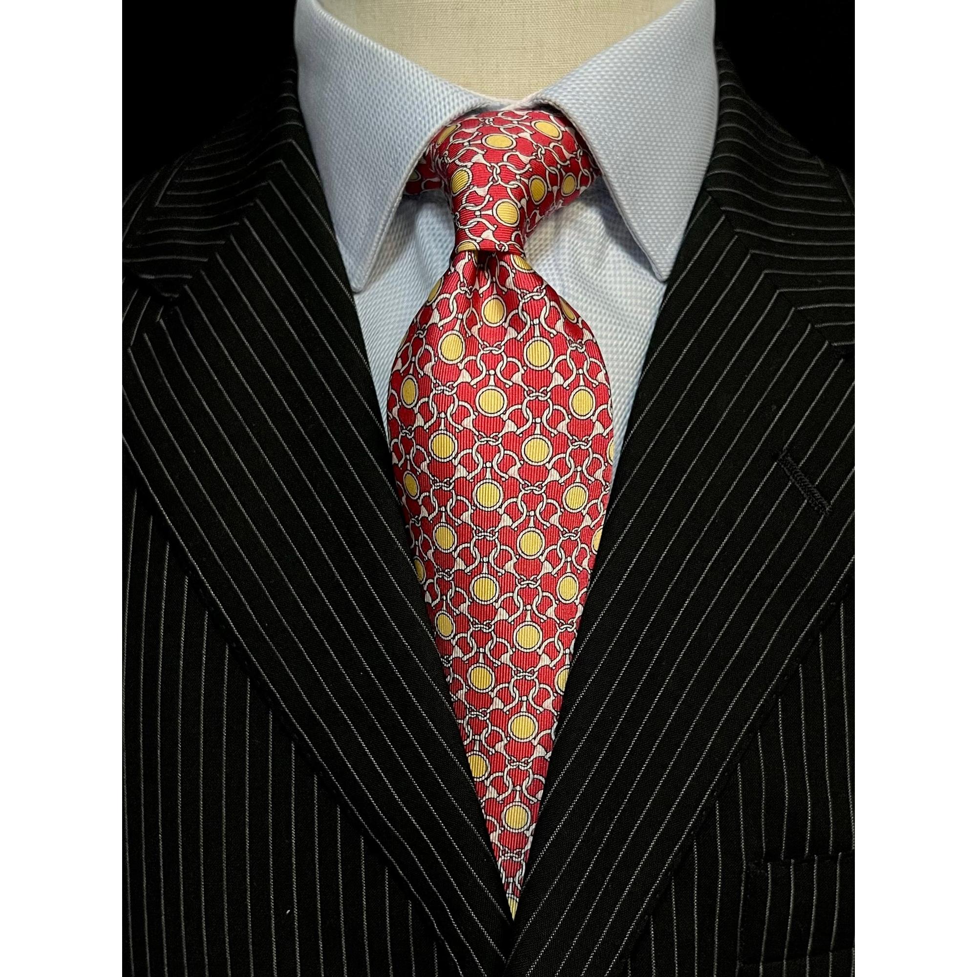 MonsterTie Printed D-Ring Snaffle Bits Red Yellow Necktie