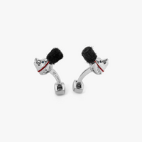 Rhodium Plated Royal Corgi Cufflinks with Blue Swarovski Elements