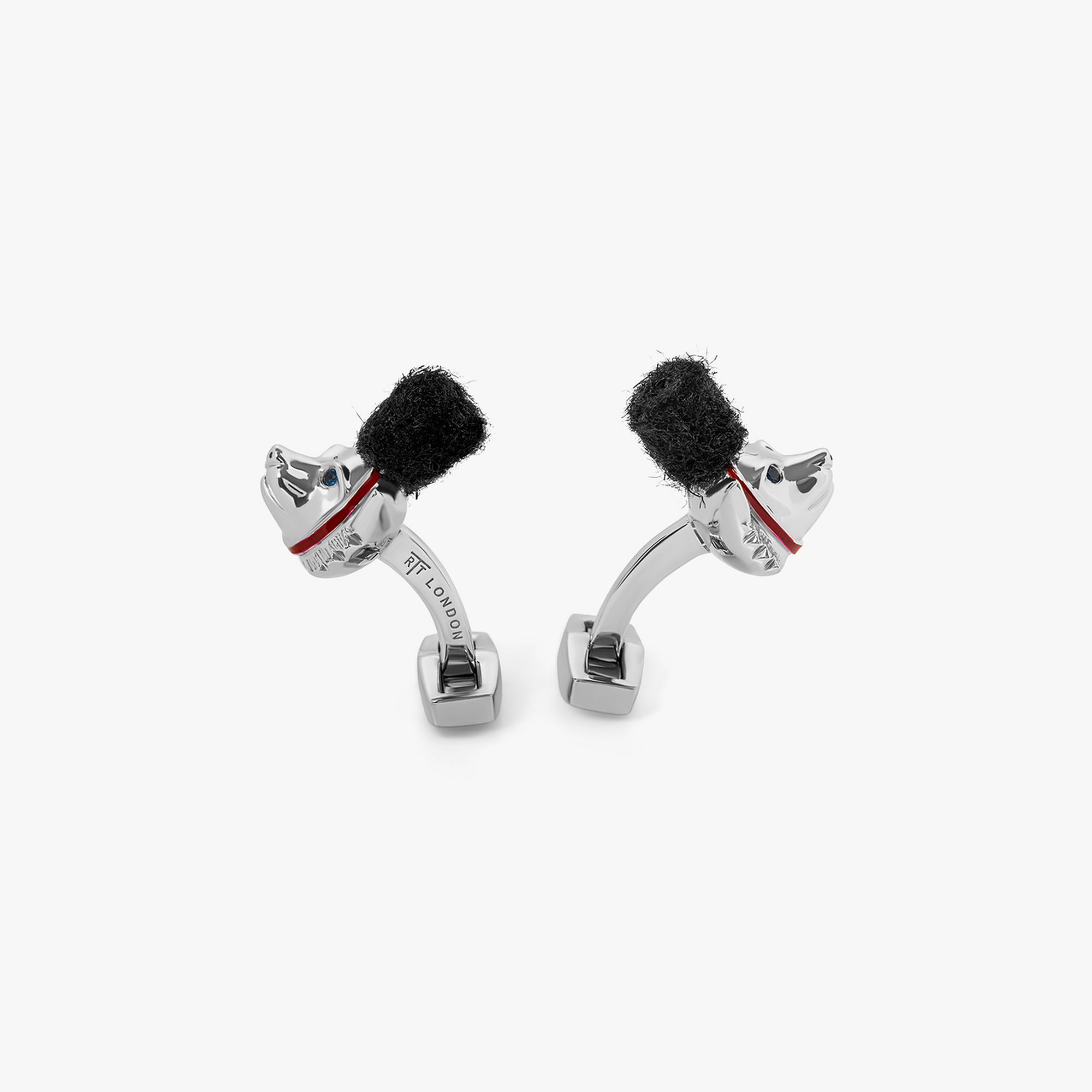 Rhodium Plated Royal Corgi Cufflinks with Blue Swarovski Elements