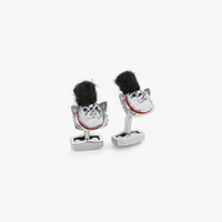 Rhodium Plated Royal Corgi Cufflinks with Blue Swarovski Elements