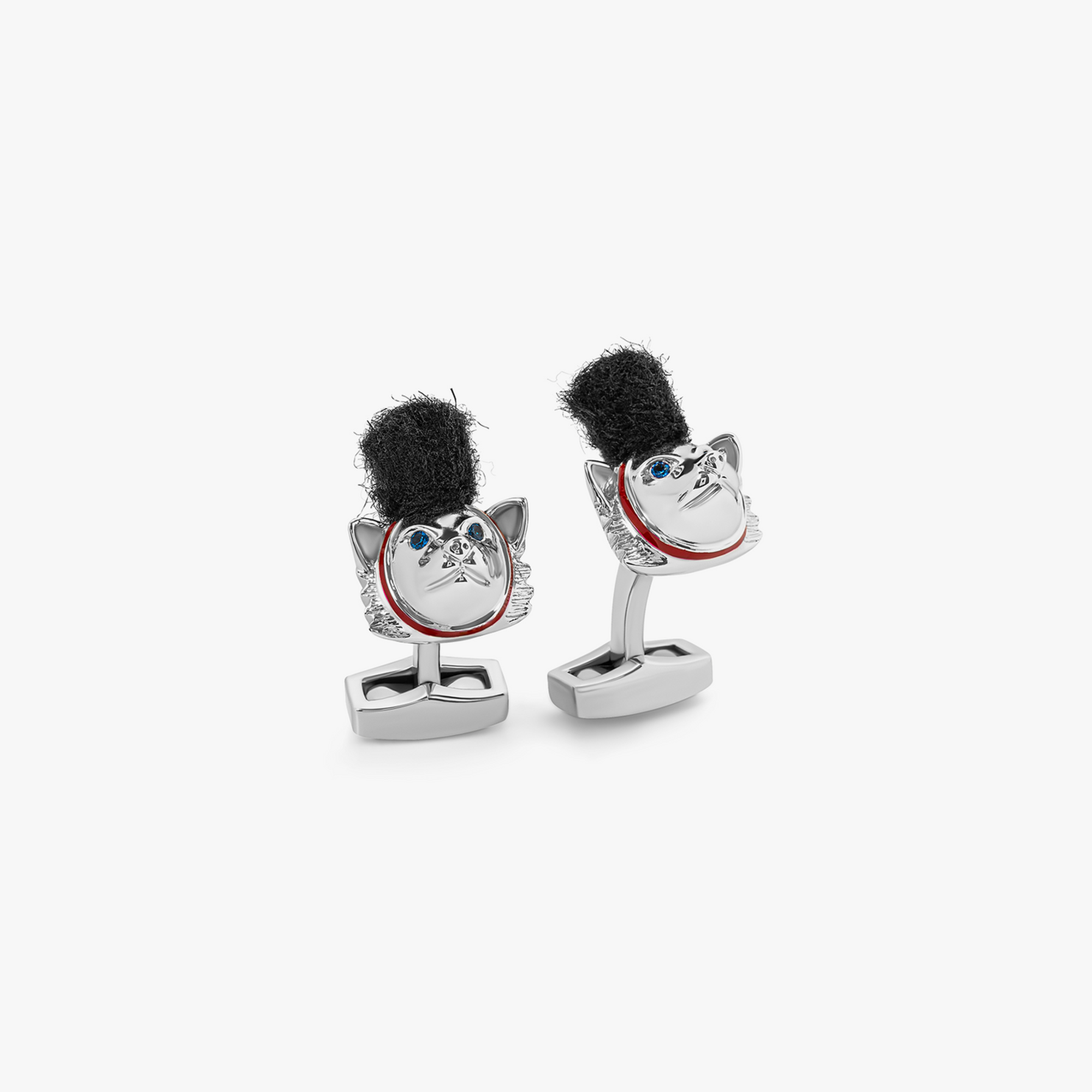 Rhodium Plated Royal Corgi Cufflinks with Blue Swarovski Elements