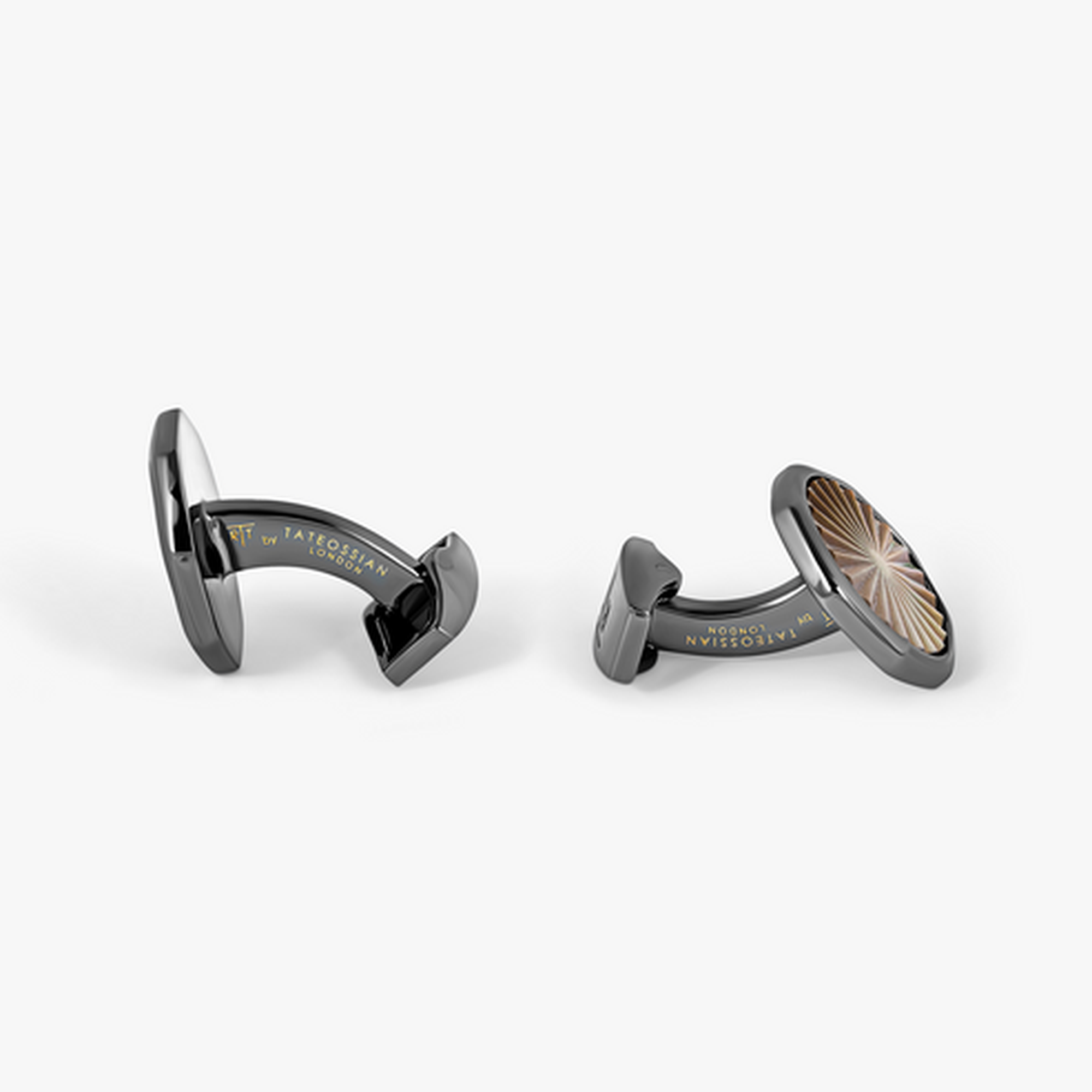 Sunbursts Cufflinks Gunmetal & Grey Mother of Pearl
