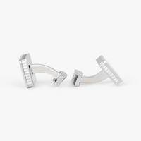 Tateossian Diamond Giza Ice Cufflinks Palladium & Black Enamel