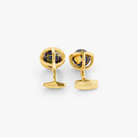 Globe Cufflinks Yellow Gold Plated Silver with Blue Lapis