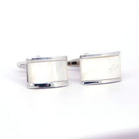 Rectangle MOP Cufflinks in  White