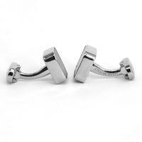 MonsterTie mother of pearl cufflinks showcasing a sleek silver square design handcrafted in Italy.