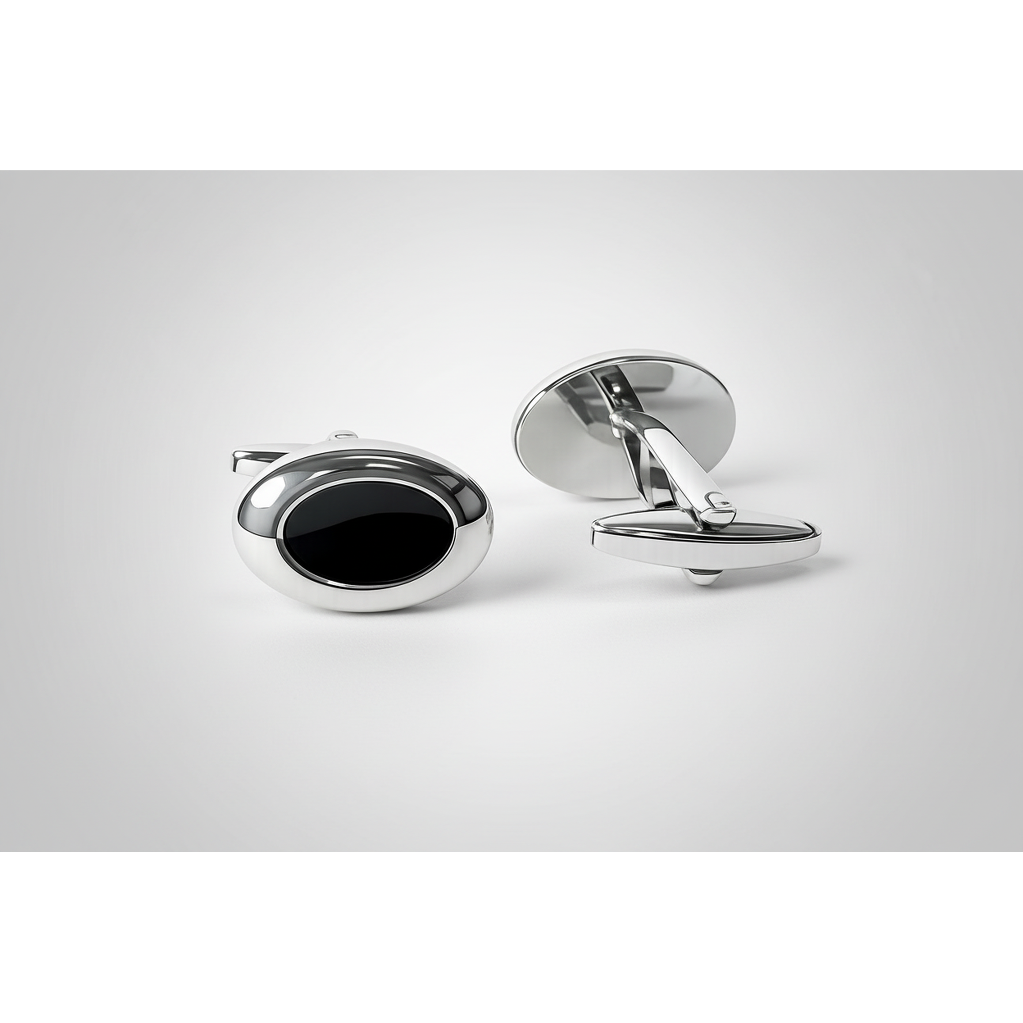 Orobianco L'unique Silver & Onyx Oval Cufflinks