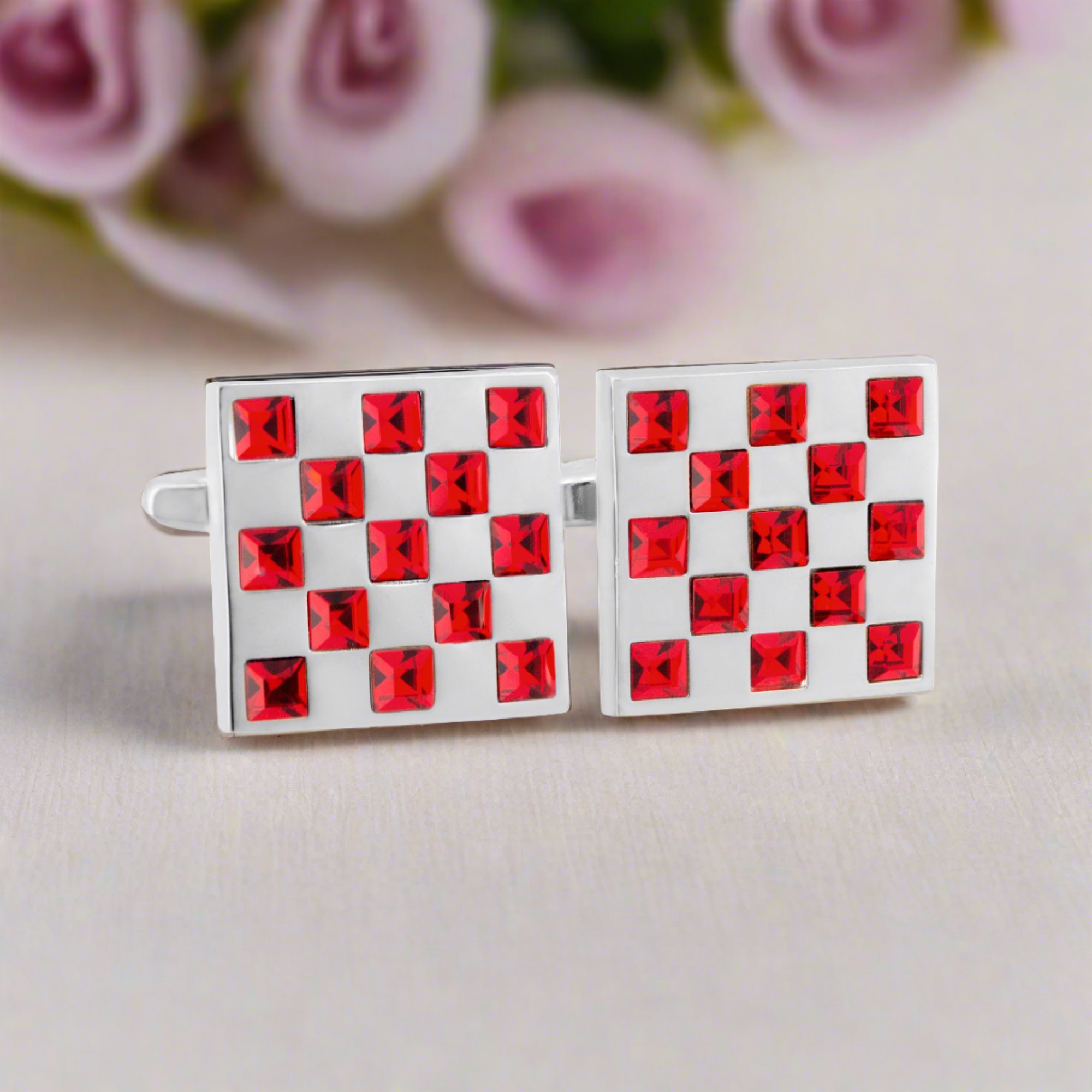 Crystal Checkered Pattern Cufflink (Online Exclusive)