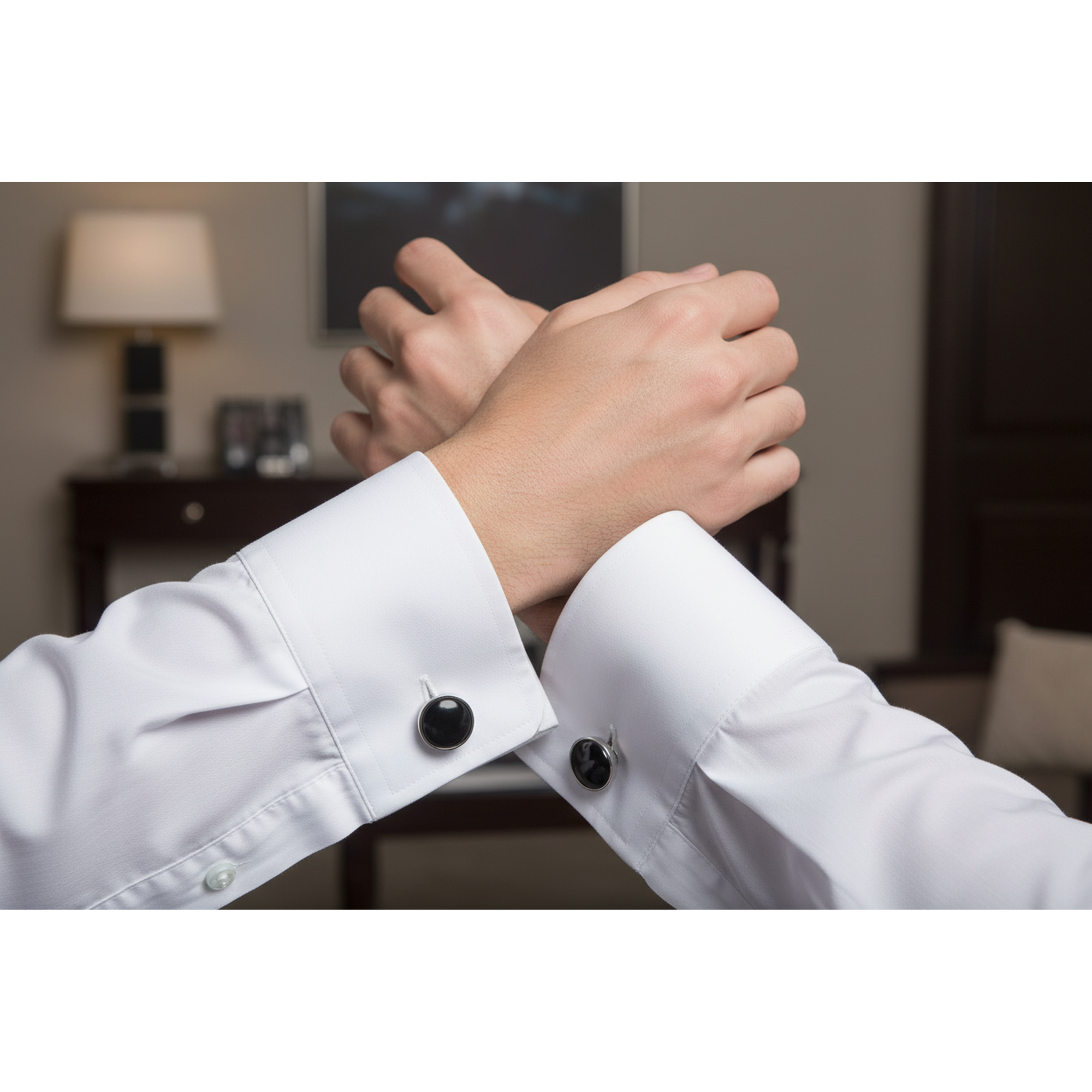Double drum black enamel Cufflinks (Online Exclusive)